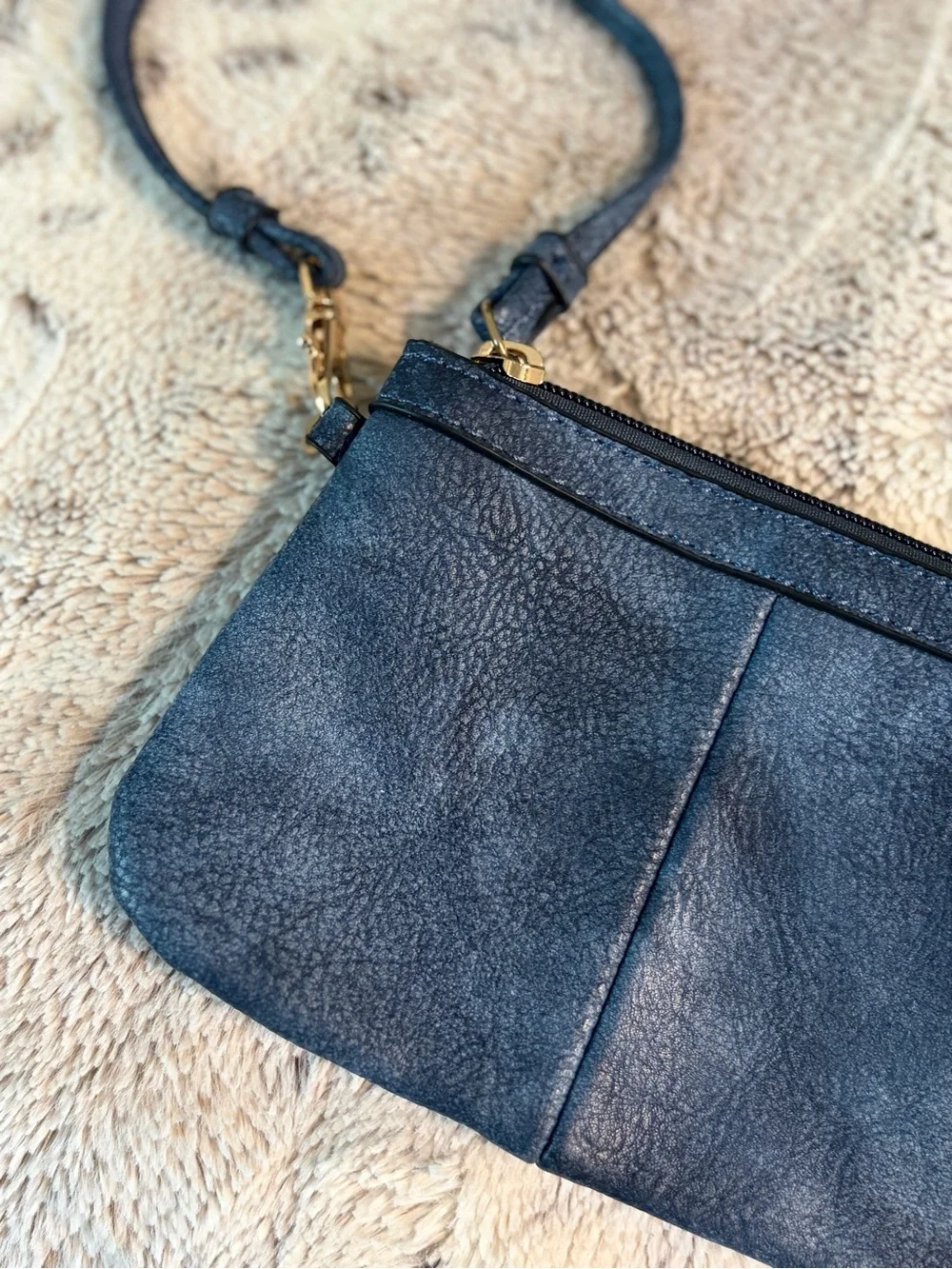 Wilson Leather Wristlet - Navy Blue #1337